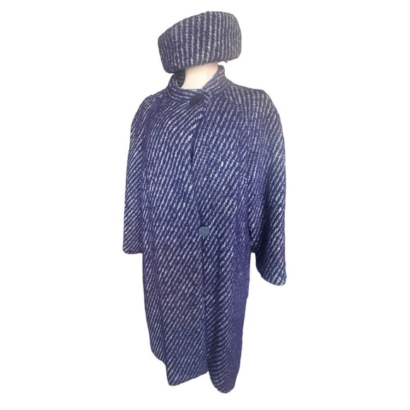 Vintage Forstmann Purple Tweed Overcoat and Hat Set Medium Large - Picture 1 of 11